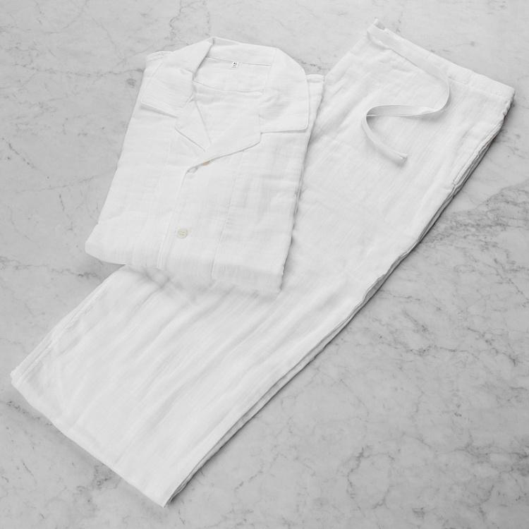 crepe gauze pajamas sleep wear white size xl 368306 1 h | Постельное белье с доставкой по Казахстану и СНГ