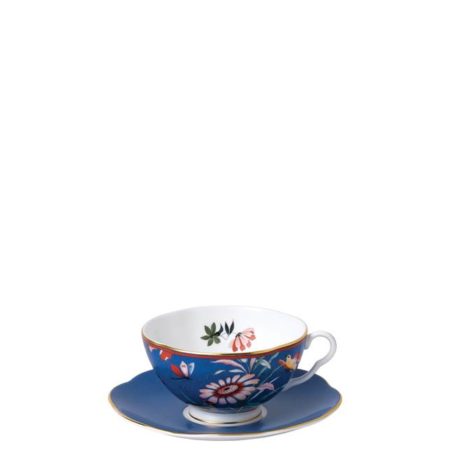 paeonia blush blue teacup saucer set | Постельное белье с доставкой по Казахстану и СНГ