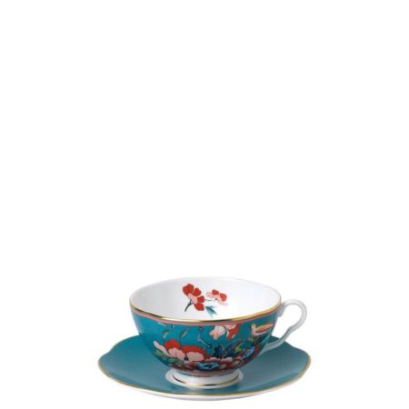 paeonia blush green teacup saucer set | Постельное белье с доставкой по Казахстану и СНГ
