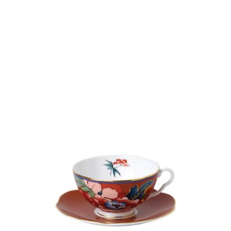 paeonia blush red teacup saucer set | Постельное белье с доставкой по Казахстану и СНГ