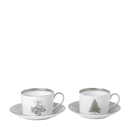 wedgwood winter white teacups and saucers set of 2 | Постельное белье с доставкой по Казахстану и СНГ