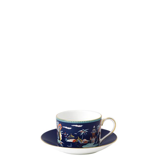 wonderlust blue pagoda teacup saucer | Постельное белье с доставкой по Казахстану и СНГ