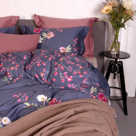 decoflux bed linen set patalynes komplektas blossom dark blue 7 1 | Постельное белье с доставкой по Казахстану и СНГ
